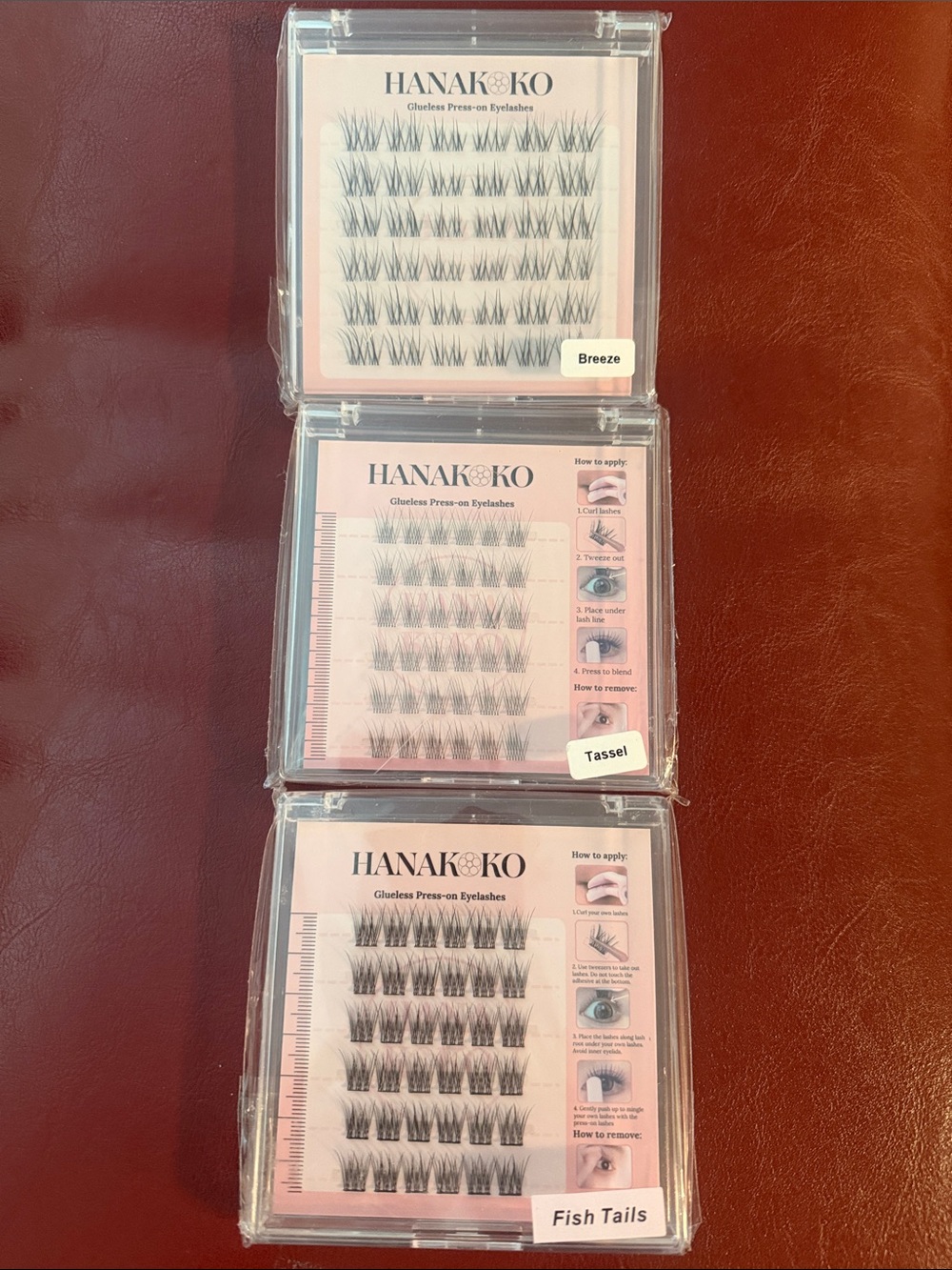 HANAKOKO Glueless Press-On Eyelashes - Lot of 3